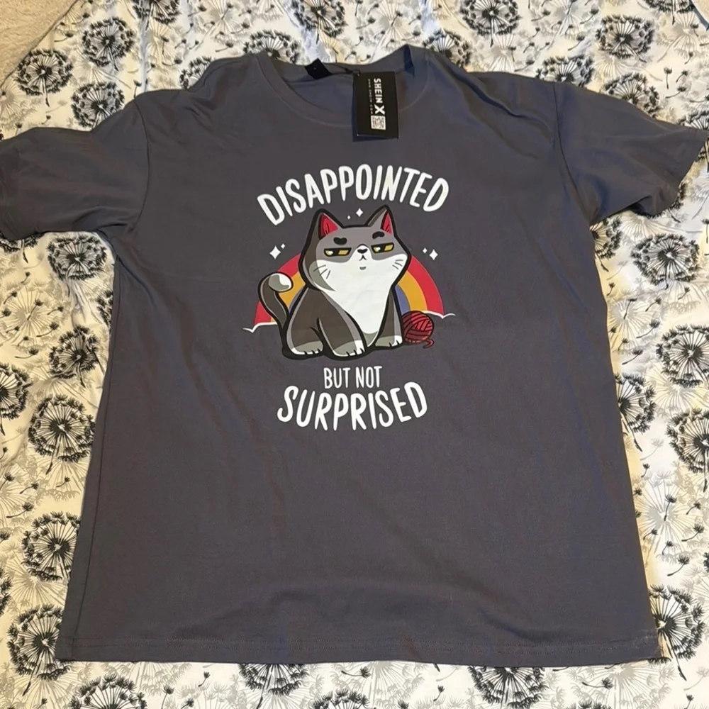 SHEIN || NWOT Gray Cat Attitude Oversized T-Shirt (M)
